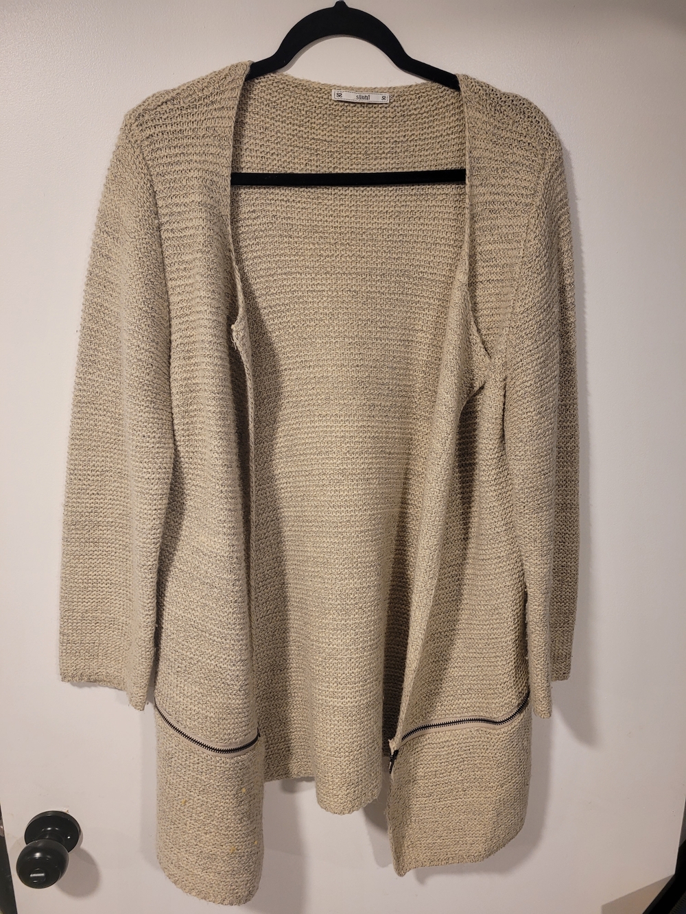 Open-Front Cream Knit Women's Sweater Cardigan
